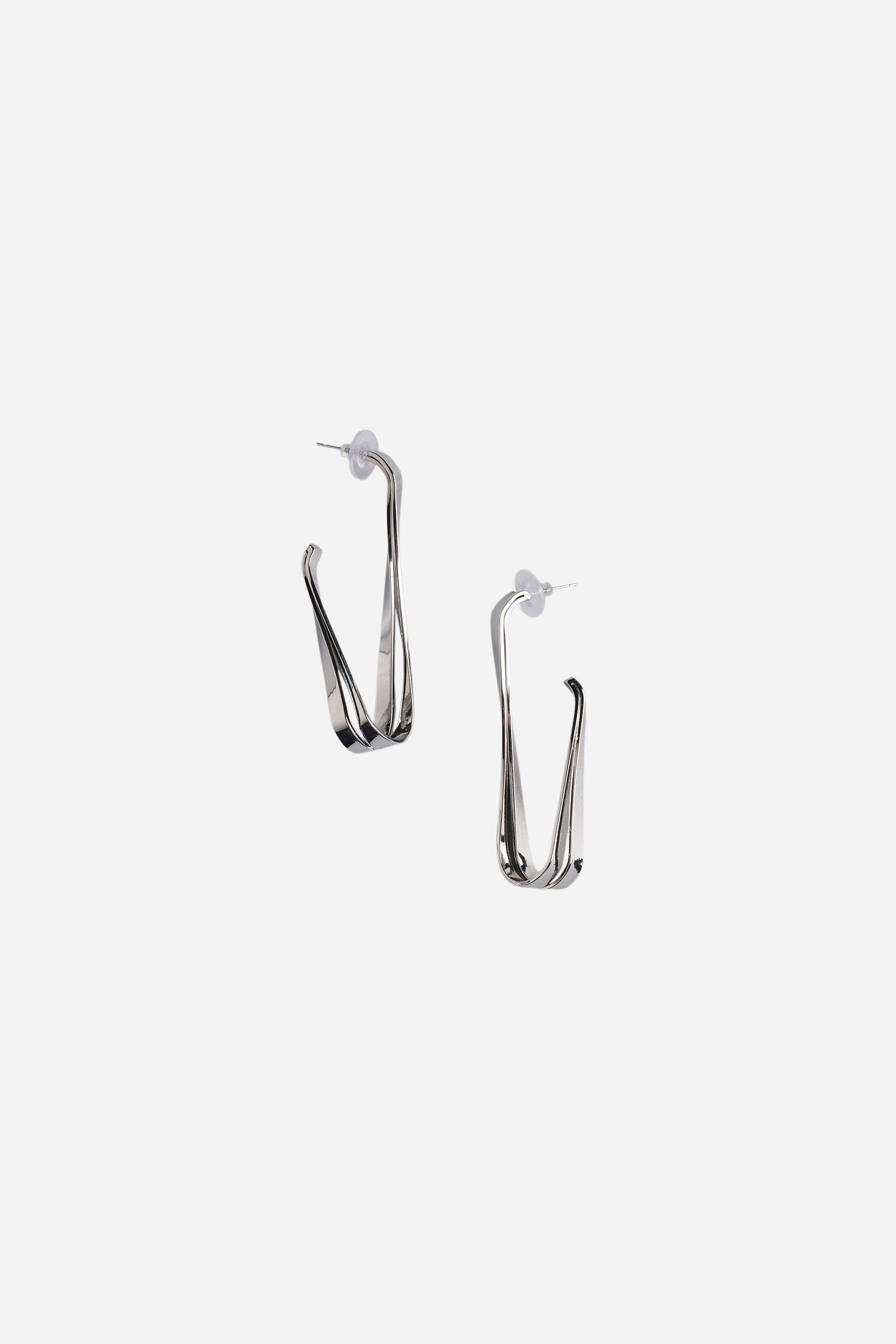 Silver Edgy Earrings, , image 1